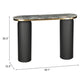 43" Black and Gold Genuine Marble and Steel Double Pedestal Console Table