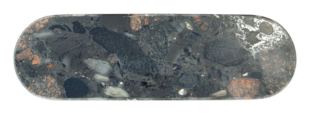 43" Black and Gold Genuine Marble and Steel Double Pedestal Console Table