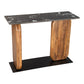 43" Black and Brown Genuine Marble and Solid Wood Solid Console Table