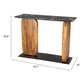 43" Black and Brown Genuine Marble and Solid Wood Solid Console Table