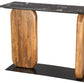 43" Black and Brown Genuine Marble and Solid Wood Solid Console Table