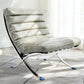 29" Gray and Silver Tufted Leather and Upholstered Folding Lounge Chair