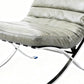 29" Gray and Silver Tufted Leather and Upholstered Folding Lounge Chair