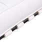 20" White and Silver Leather Tufted Ottoman