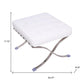 20" White and Silver Leather Tufted Ottoman