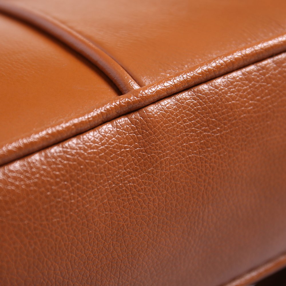 20" Amber and Silver Leather Tufted Ottoman