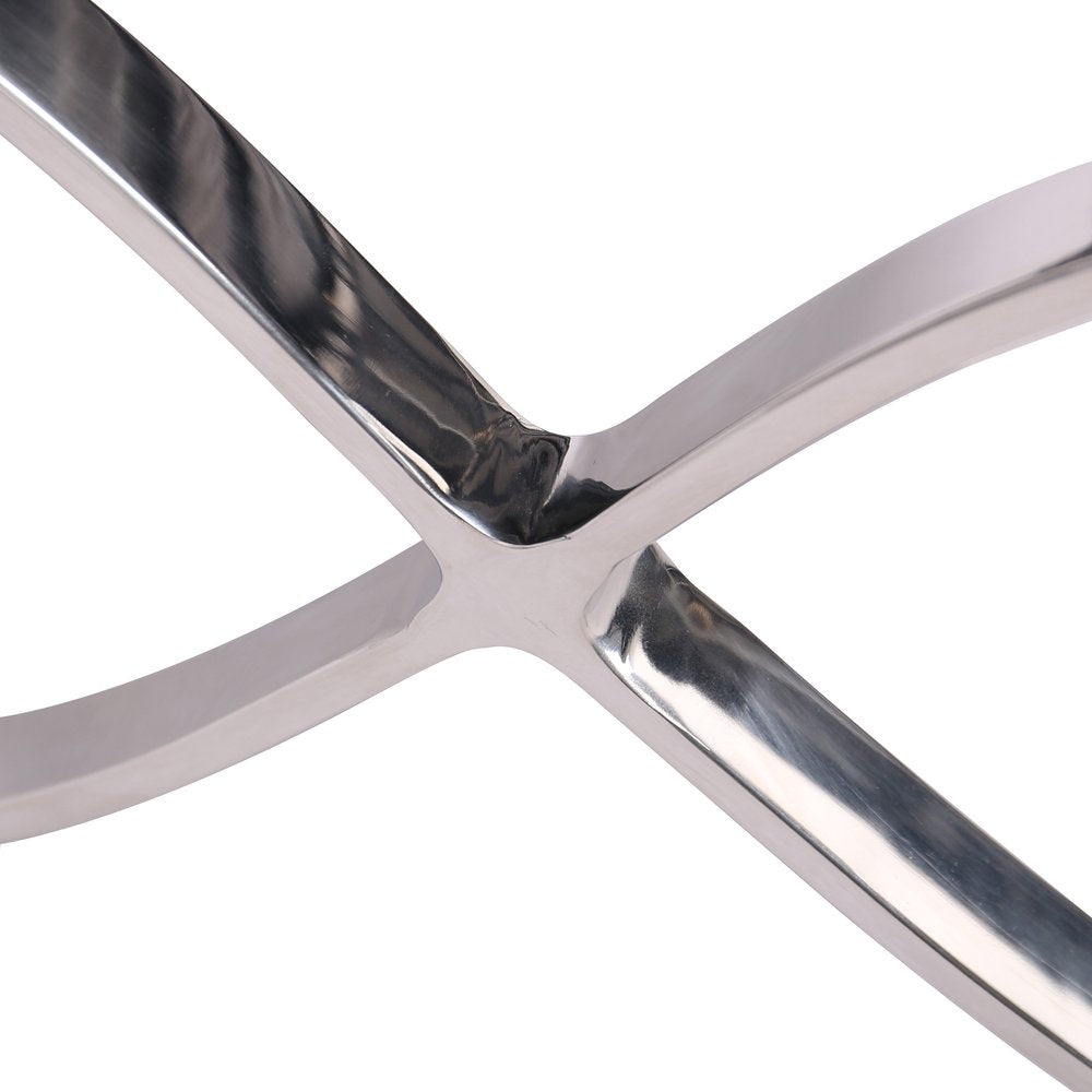 20" Amber and Silver Leather Tufted Ottoman