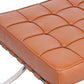 20" Amber and Silver Leather Tufted Ottoman