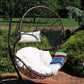 35" Beige Steel Outdoor Egg Chair