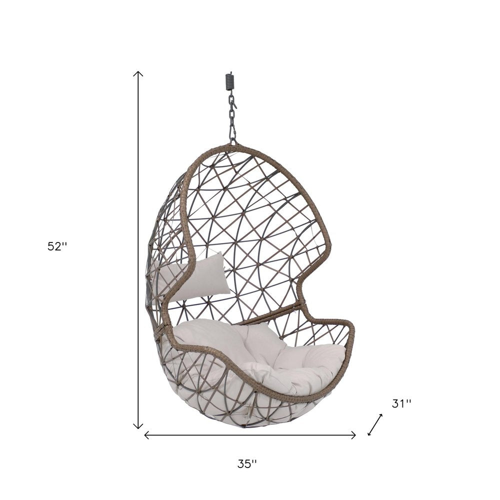 35" Gray Steel Outdoor Egg Chair