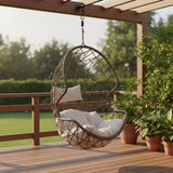 35" Gray Steel Outdoor Egg Chair