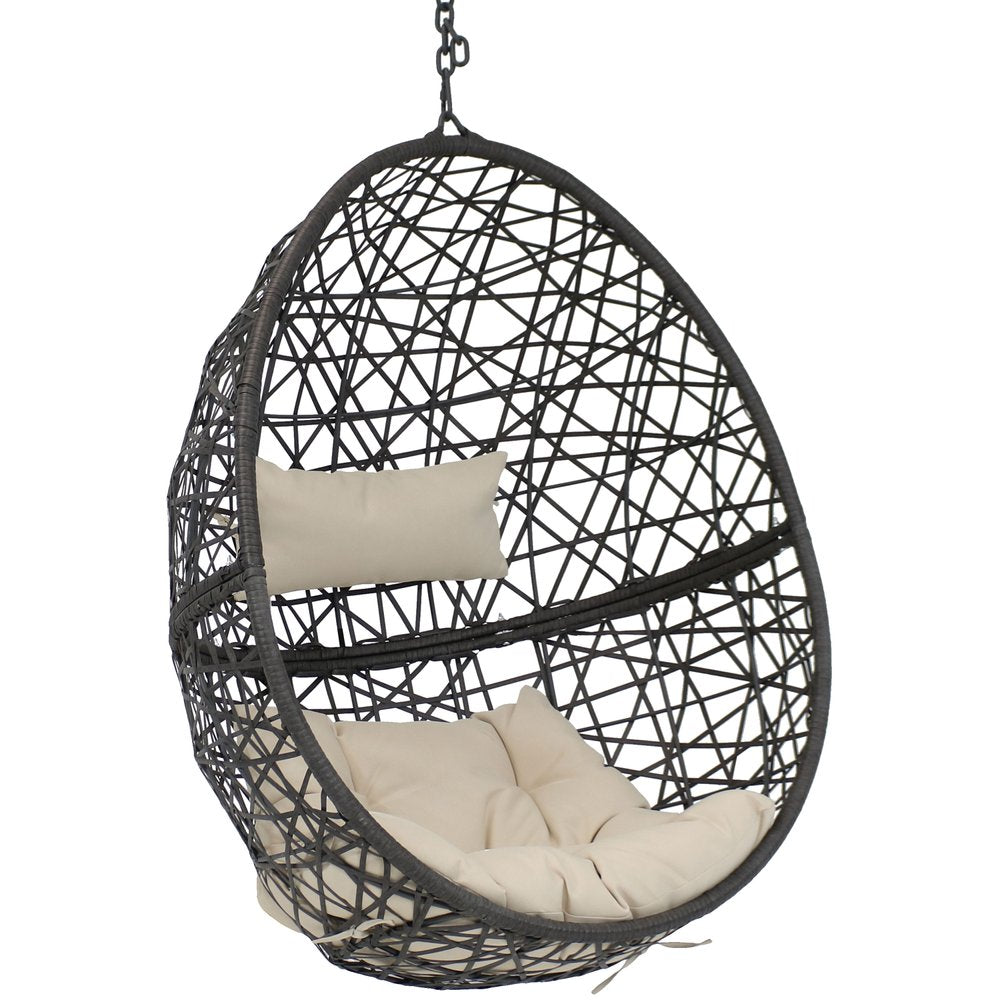 38" Beige Steel Outdoor Egg Chair