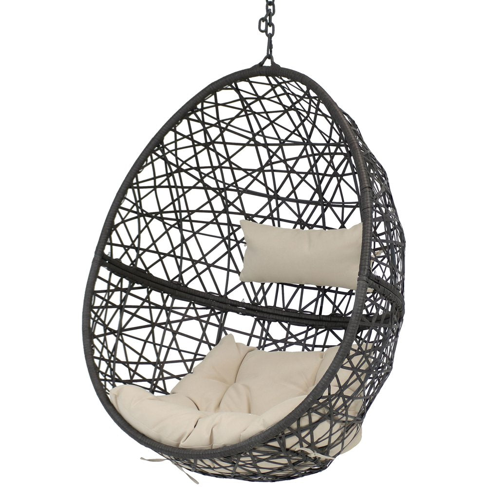 38" Beige Steel Outdoor Egg Chair