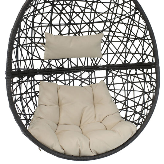 38" Beige Steel Outdoor Egg Chair