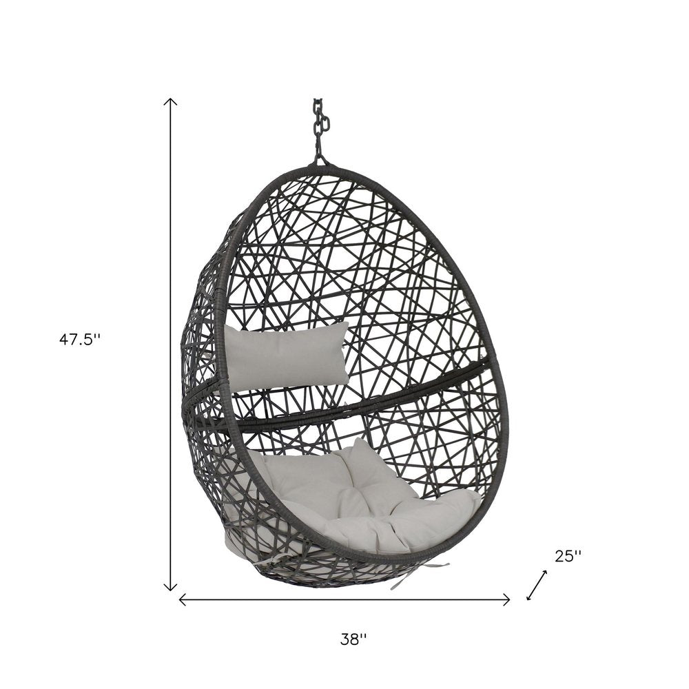 38" Gray Steel Outdoor Egg Chair