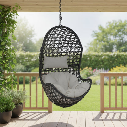32" Gray Steel Outdoor Egg Chair
