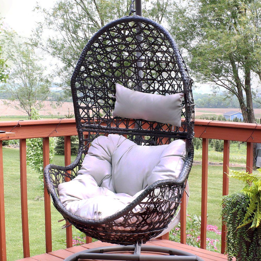 32" Gray Steel Outdoor Egg Chair