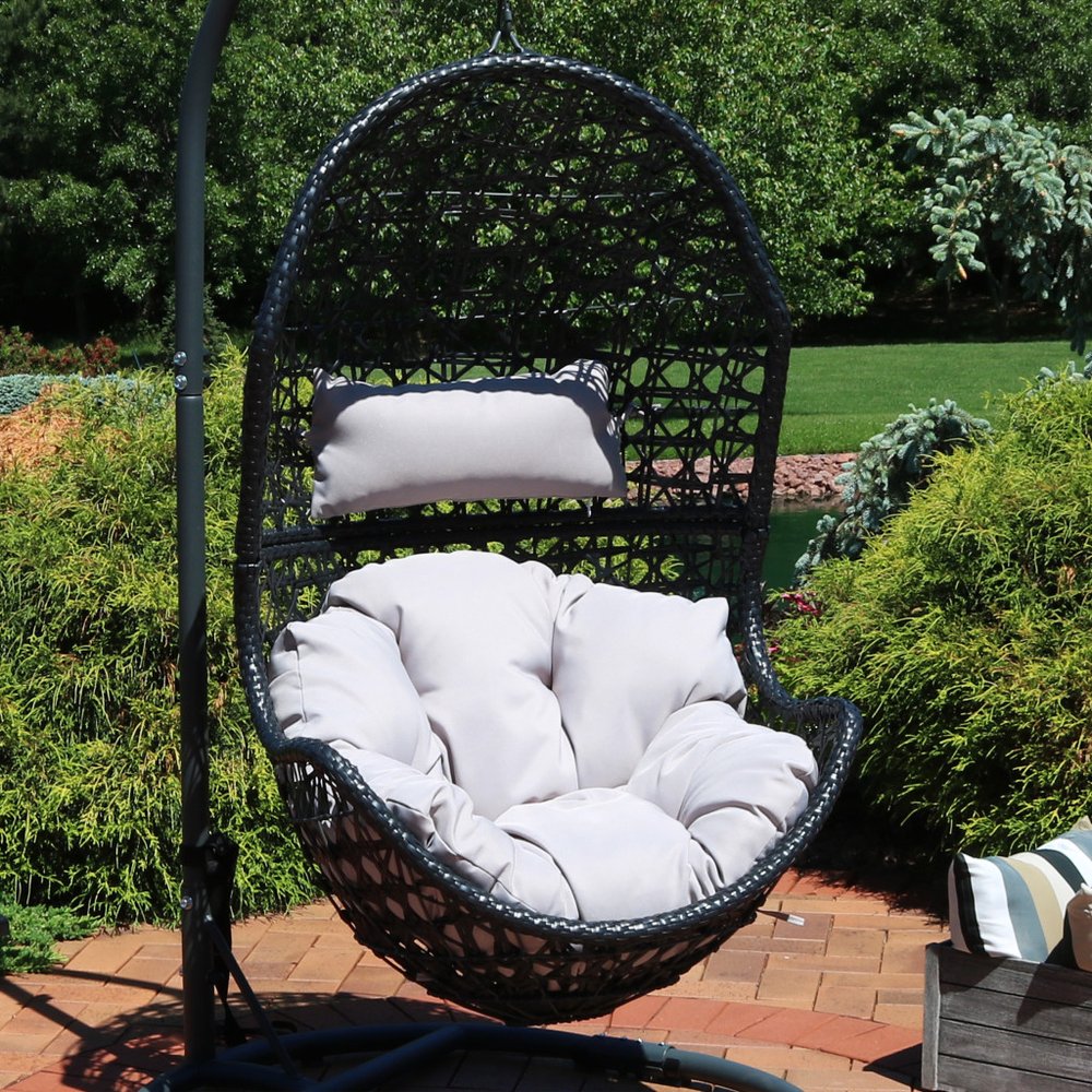 32" Gray Steel Outdoor Egg Chair