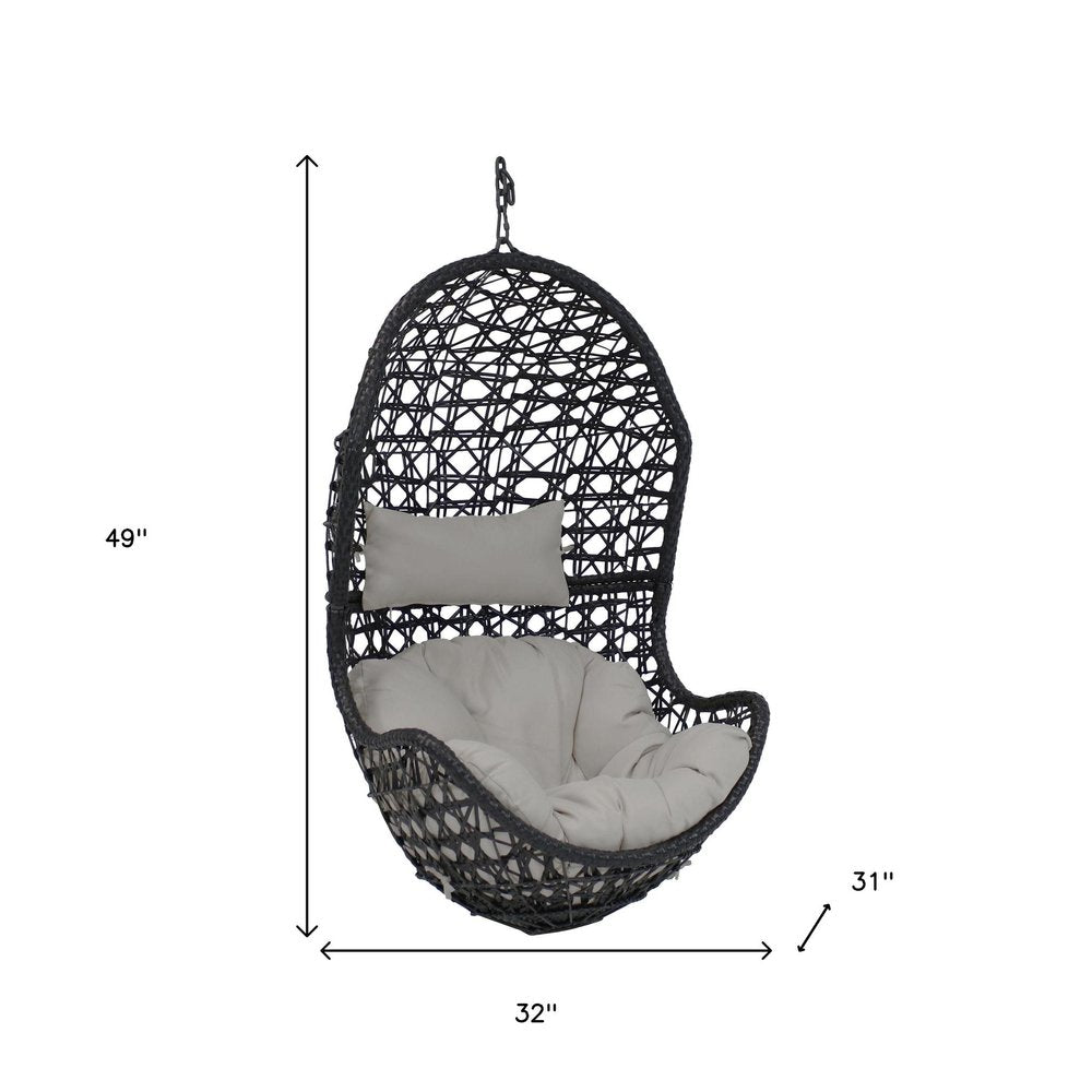 32" Gray Steel Outdoor Egg Chair