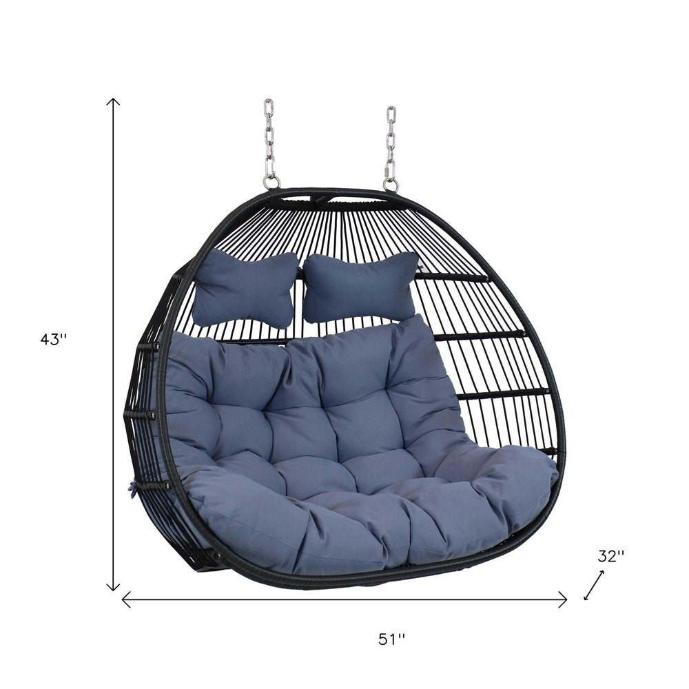 51" Gray Steel Outdoor Egg Chair