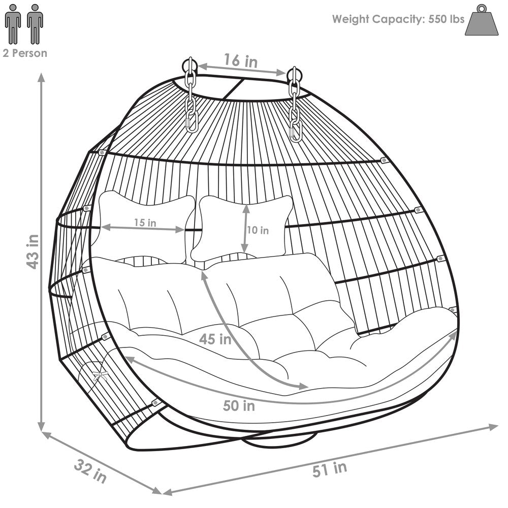 51" Gray Steel Outdoor Egg Chair