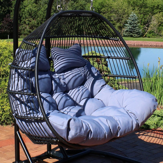 51" Gray Steel Outdoor Egg Chair