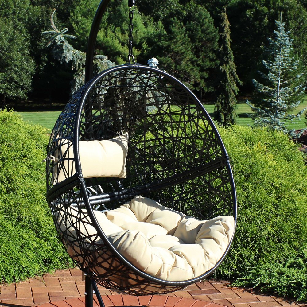 38" Yellow Steel Outdoor Egg Chair
