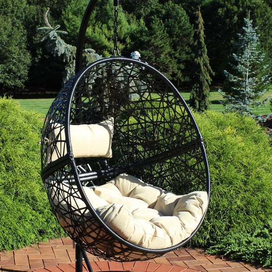 38" Yellow Steel Outdoor Egg Chair