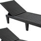 Set of Two Black Heavy Duty Resin Outdoor Chaise Lounges