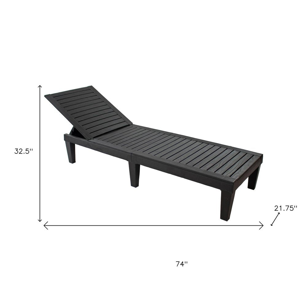 Set of Two Black Heavy Duty Resin Outdoor Chaise Lounges