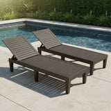 Set of Two Black Heavy Duty Resin Outdoor Chaise Lounges
