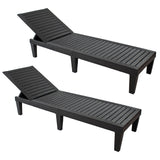 Set of Two Black Heavy Duty Resin Outdoor Chaise Lounges