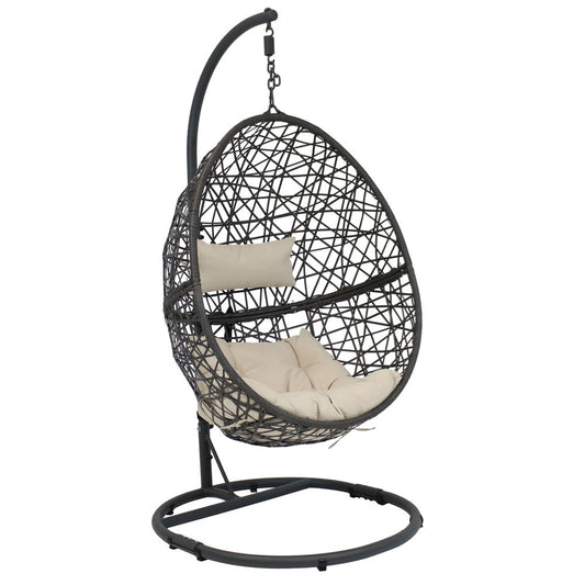 42" Beige Steel Outdoor Egg Chair