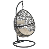 42" Beige Steel Outdoor Egg Chair