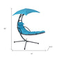 74" Silver Steel Outdoor Floating Chaise Lounge with Teal Blue Cushion And Canopy