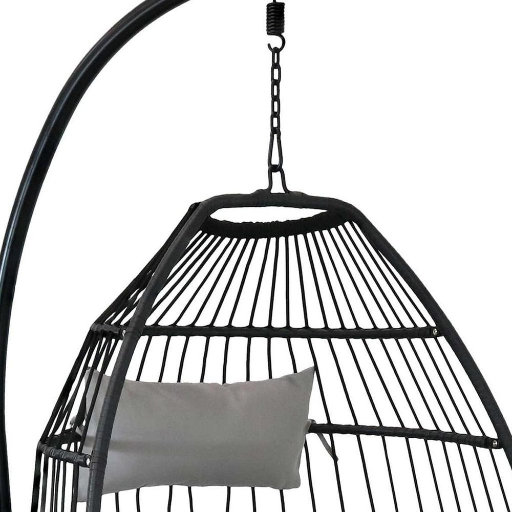 46" Gray Steel Outdoor Egg Chair