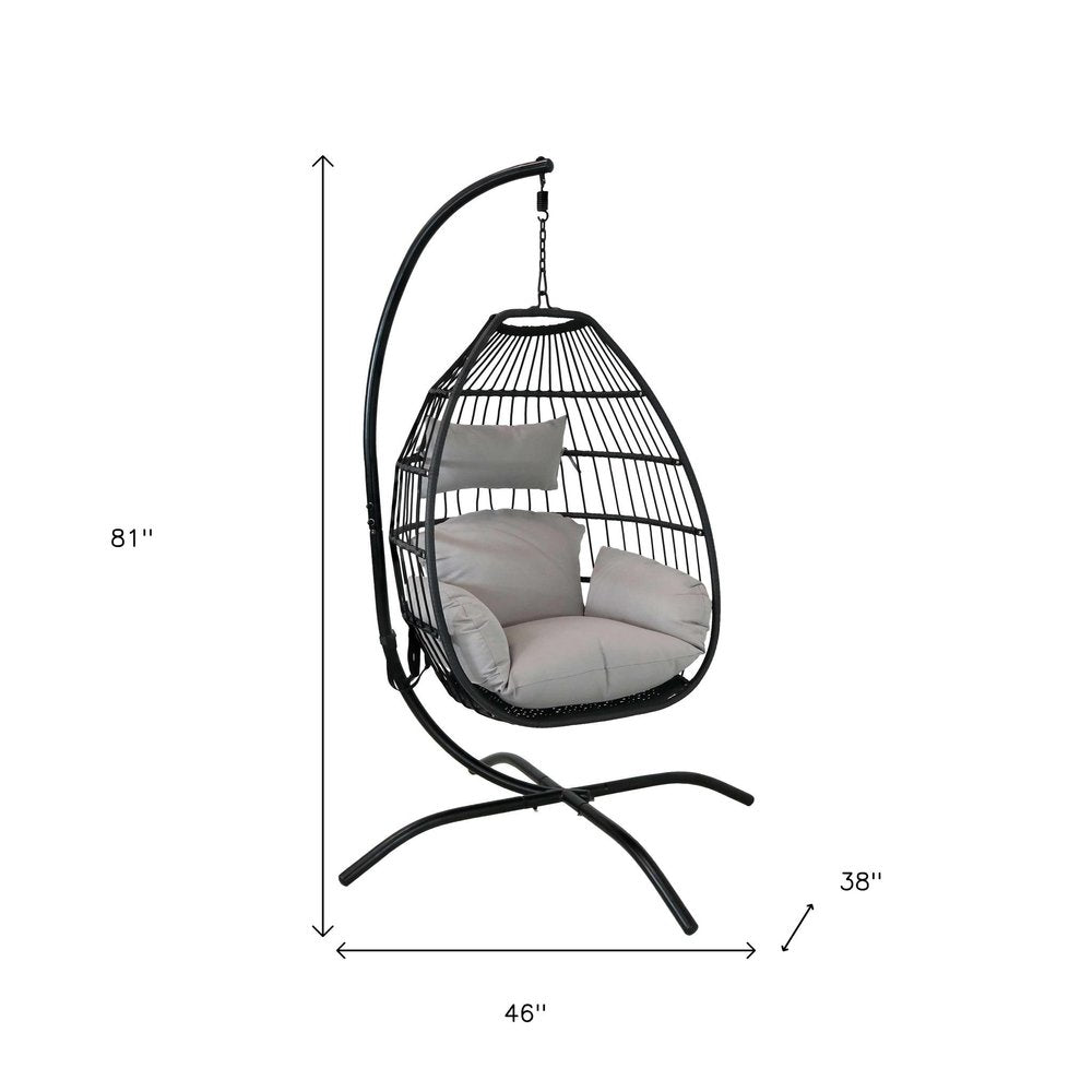 46" Gray Steel Outdoor Egg Chair