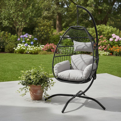 46" Gray Steel Outdoor Egg Chair