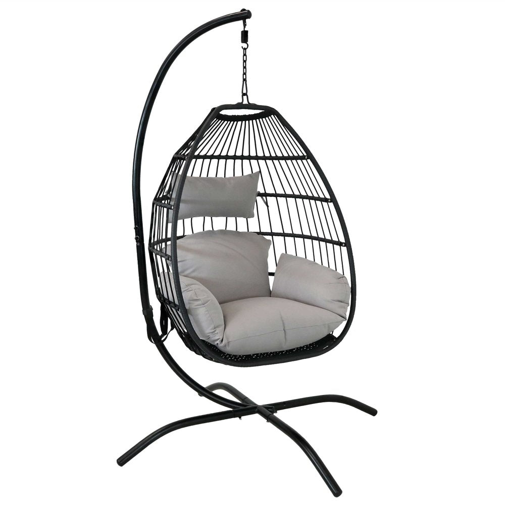 46" Gray Steel Outdoor Egg Chair