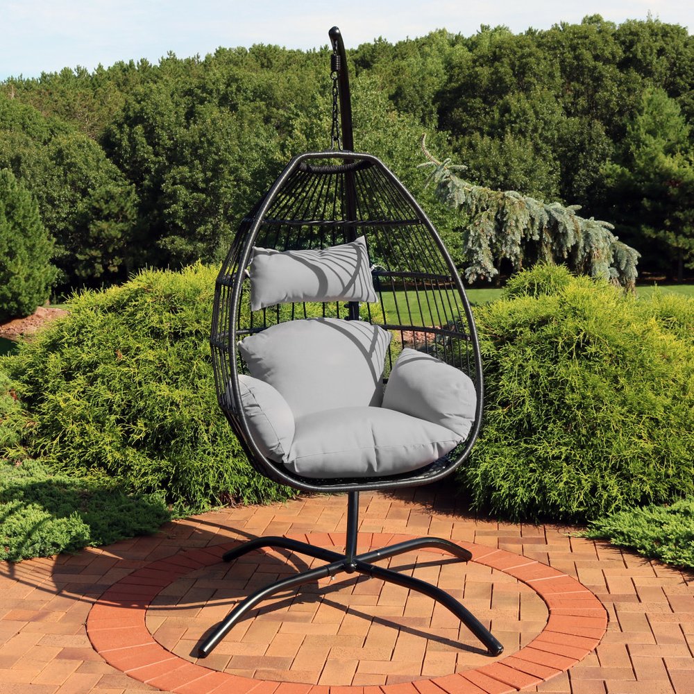 46" Gray Steel Outdoor Egg Chair