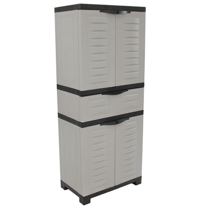 23" Black and Gray Plastic Accent Cabinet With Four Doors And One Drawer