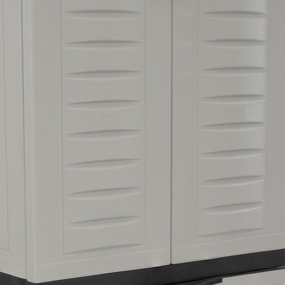 57" Black And Gray Heavy Duty Plastic Four Door Utility Cabinet
