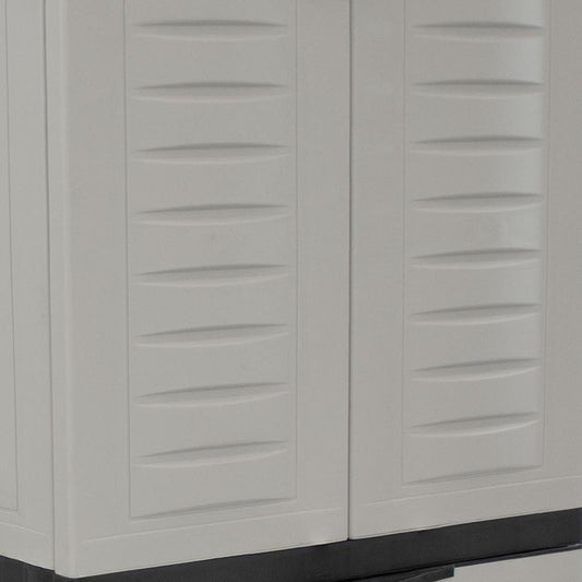 23" Black and Gray Plastic Accent Cabinet With Four Doors And One Drawer