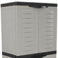 23" Black and Gray Plastic Accent Cabinet With Four Doors And One Drawer
