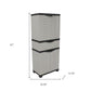 23" Black and Gray Plastic Accent Cabinet With Four Doors And One Drawer