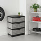 30" Gray And Black Heavy Duty Plastic Three Drawer Utility Cabinet