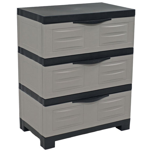 23" Gray and Black Plastic Accent Cabinet With Three Drawers