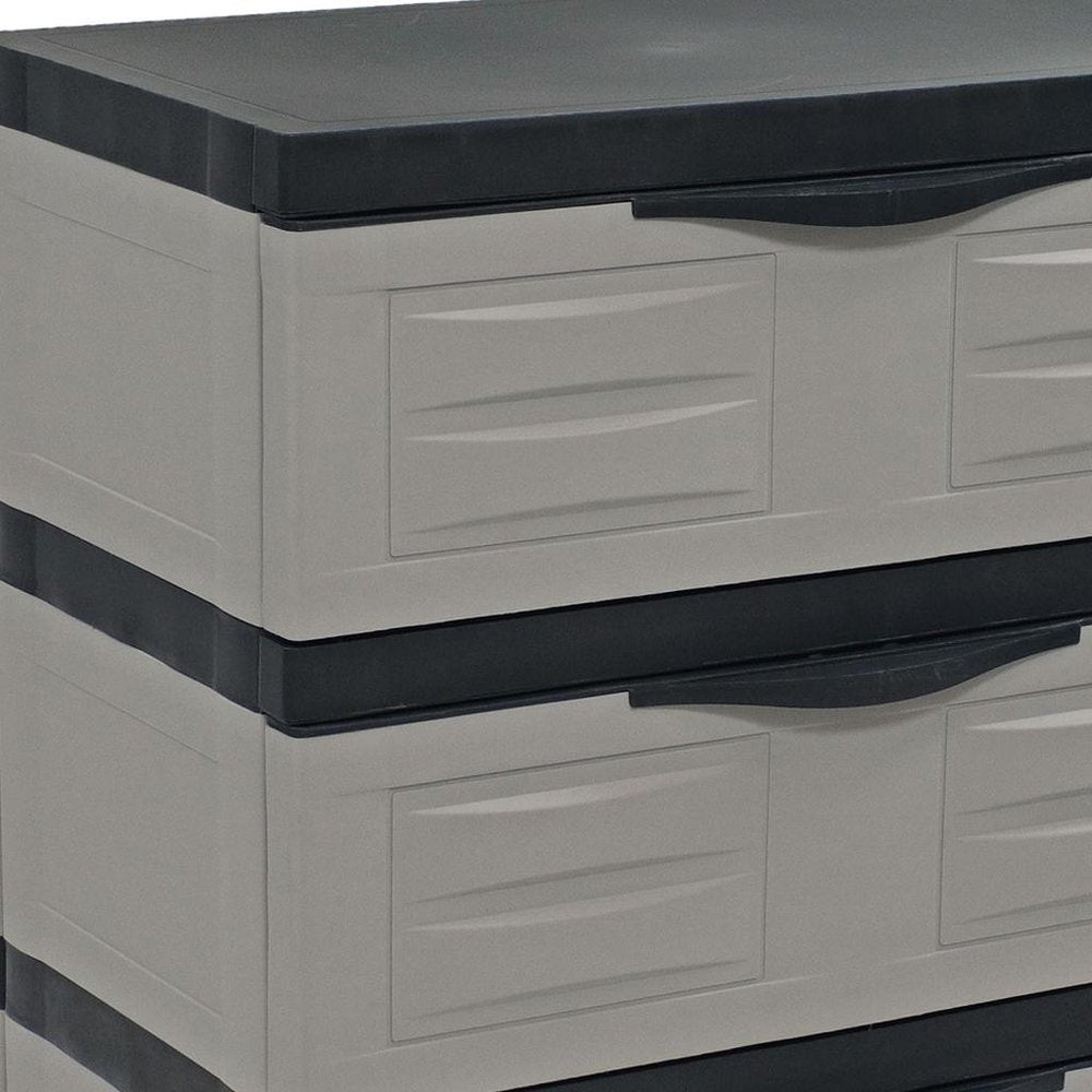30" Gray And Black Heavy Duty Plastic Three Drawer Utility Cabinet