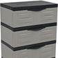 30" Gray And Black Heavy Duty Plastic Three Drawer Utility Cabinet