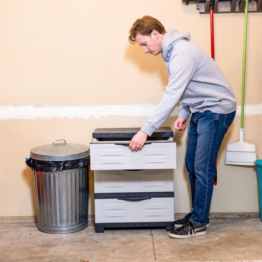 30" Gray And Black Heavy Duty Plastic Three Drawer Utility Cabinet
